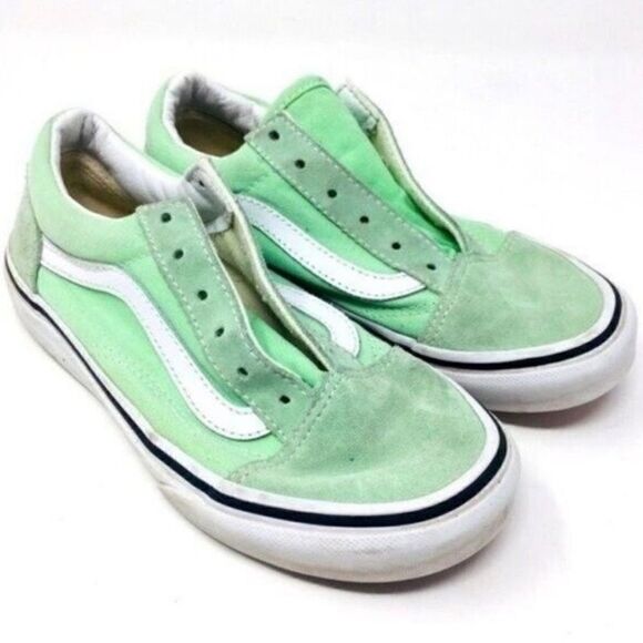 Vans mint green tennis shoes children’s size 2 suede leather - Picture 6 of 9